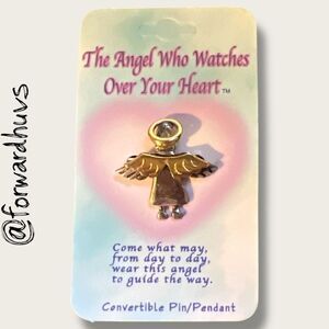 Bundle Sale 3 for $15 | Angel Pin / Pendant – Gold Tone Wings & Halo, Silver Ton